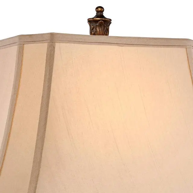Alt view image 6 of 6 - Leafwork Vase 32 1/2" Tall Large Traditional End Table Lamp Brown Wood Finish Single Tan Rectangular Shade Cottage Core Living Room Bedroom Bedside Nightstand House Office Home