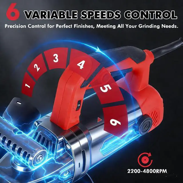Alt view image 4 of 6 - 7-Inch Concrete Floor Grinder, 2200W Powerful Concrete Sanding Machine Concretes Sander Practical Angle Grinder Tool Floor Grinders Polishing Machine 90° Seamless sanding for Floors(Size:B)
