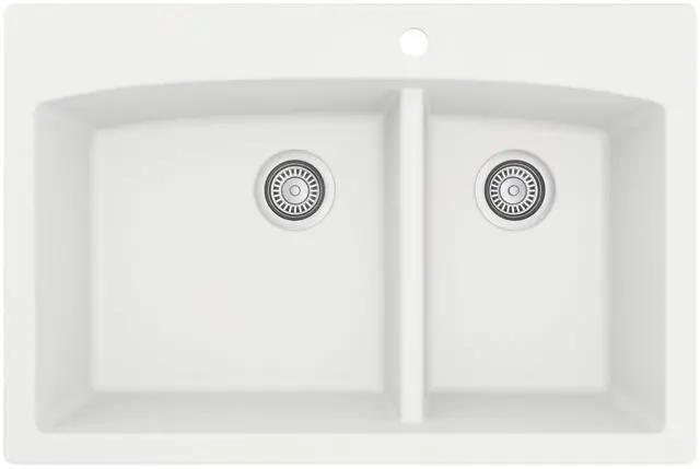 Alt view image 4 of 6 - QT-711 Drop-In Quartz Composite 33 in. 1-Hole 60/40 Double Bowl Kitchen Sink in Bisque