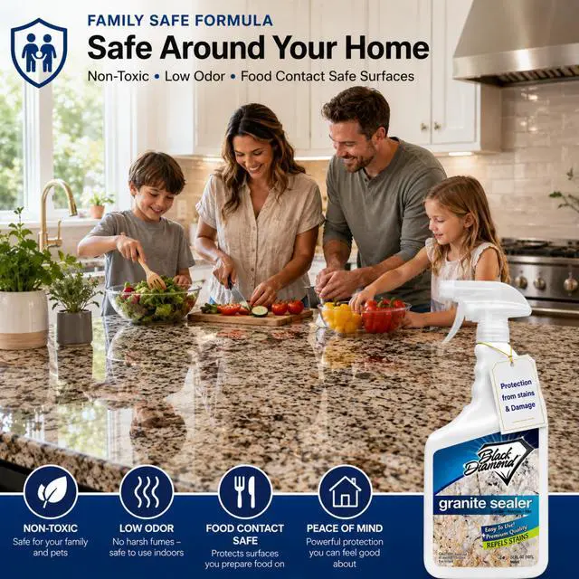 Alt view image 4 of 6 - Granite Sealer Seals and Protects Stone Countertops Without Changing Appearance Guards Against Food, Oil & Water Stains for Granite, Marble, Travertine & More