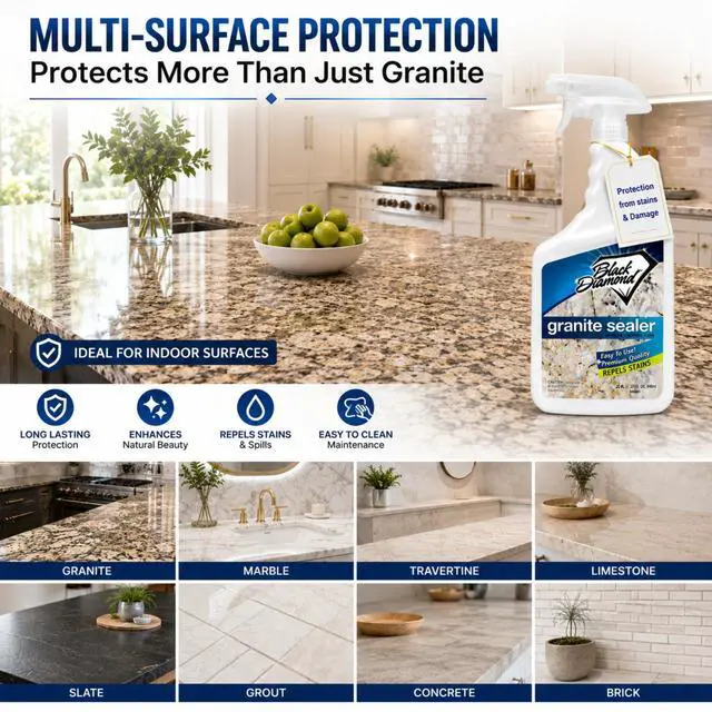 Alt view image 5 of 6 - Granite Sealer Seals and Protects Stone Countertops Without Changing Appearance Guards Against Food, Oil & Water Stains for Granite, Marble, Travertine & More