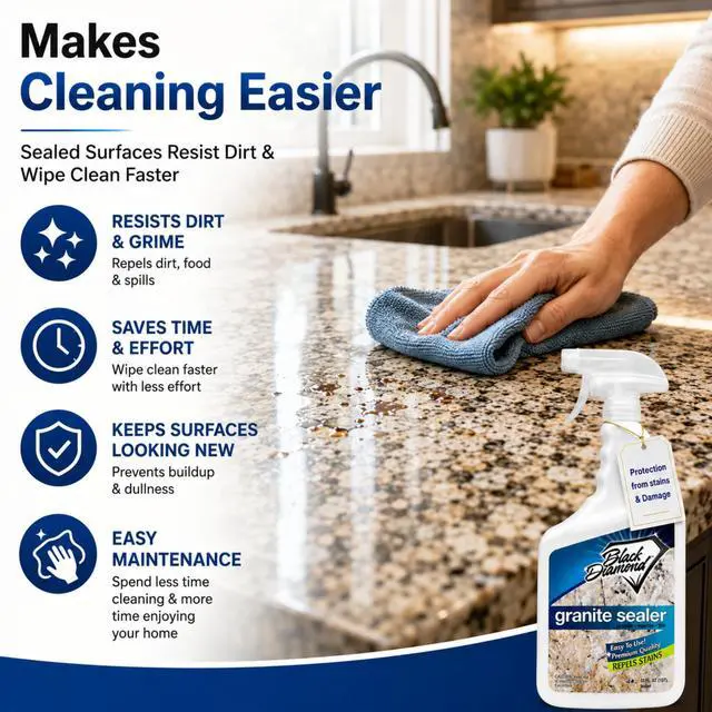 Alt view image 6 of 6 - Granite Sealer Seals and Protects Stone Countertops Without Changing Appearance Guards Against Food, Oil & Water Stains for Granite, Marble, Travertine & More