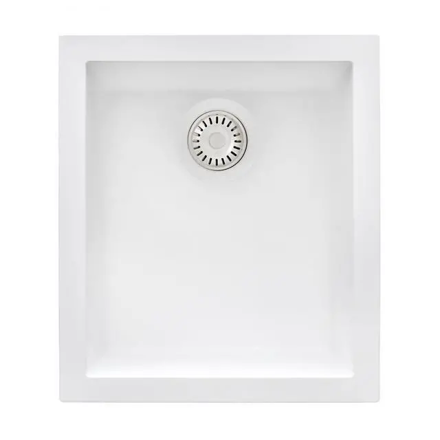 Alt view image 2 of 6 - 15 x 17 inch Granite Composite Quartz Undermount Single Bowl Wet Bar Prep Sink - Arctic White - RVG2016WH