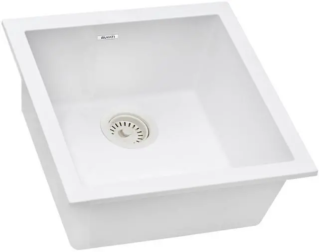 Main image of 17 x 17 inch Granite Composite Quartz Undermount Single Bowl Wet Bar Prep Sink - Arctic White - RVG2018WH