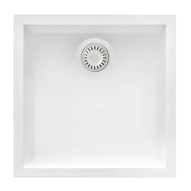 Alt view image 2 of 6 - 17 x 17 inch Granite Composite Quartz Undermount Single Bowl Wet Bar Prep Sink - Arctic White - RVG2018WH