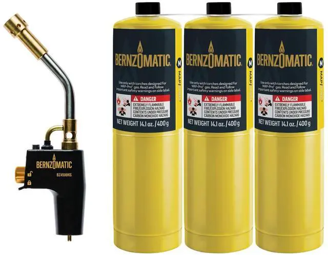 Main image of ® DuraCast® Wide Surface Torch - Durable Cast Body Aluminum Construction for Cooking, Heat Shrinking, Metalworking, and Vinyl Wrapping (TS 4500 Torch + 3 MAP PRO Gas Cylinders)