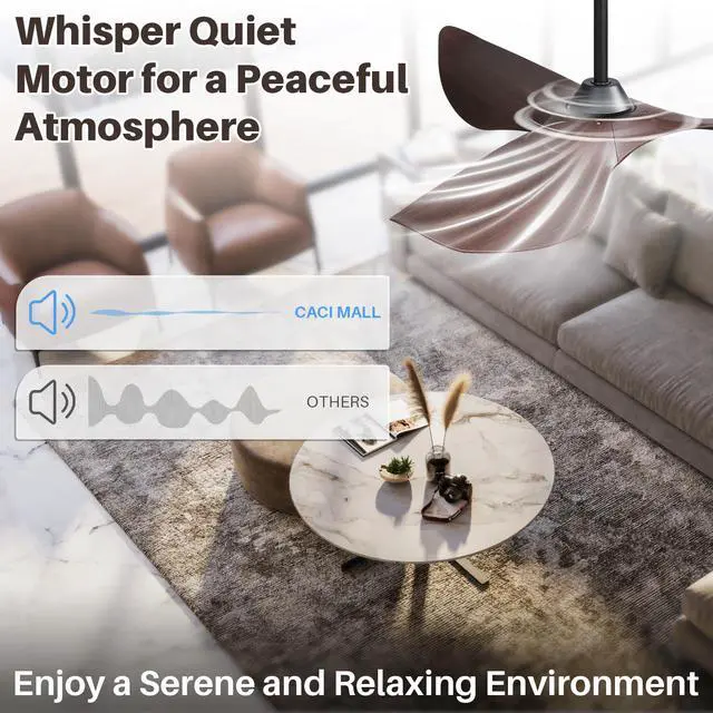 Alt view image 5 of 6 - 52" Ceiling Fan No Light, Modern, Remote Control, Low Profile, 3 Blades Ceiling Fan with Noiseless Reversible Dc Motor for Living room, Bedroom