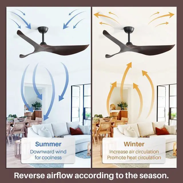 Alt view image 6 of 6 - 52" Ceiling Fan No Light, Modern, Remote Control, Low Profile, 3 Blades Ceiling Fan with Noiseless Reversible Dc Motor for Living room, Bedroom
