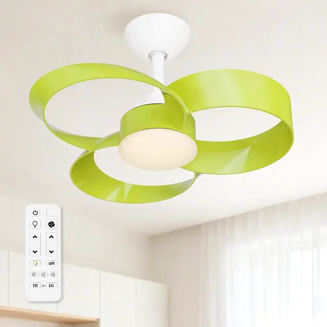 Main image of 22 Inch Ceiling Fan with Light and Remote, Quiet DC Motor, Dimmable LED, Reversible 3-Speed Control, Easy Installation Downrod Fan for Small Rooms (Green)