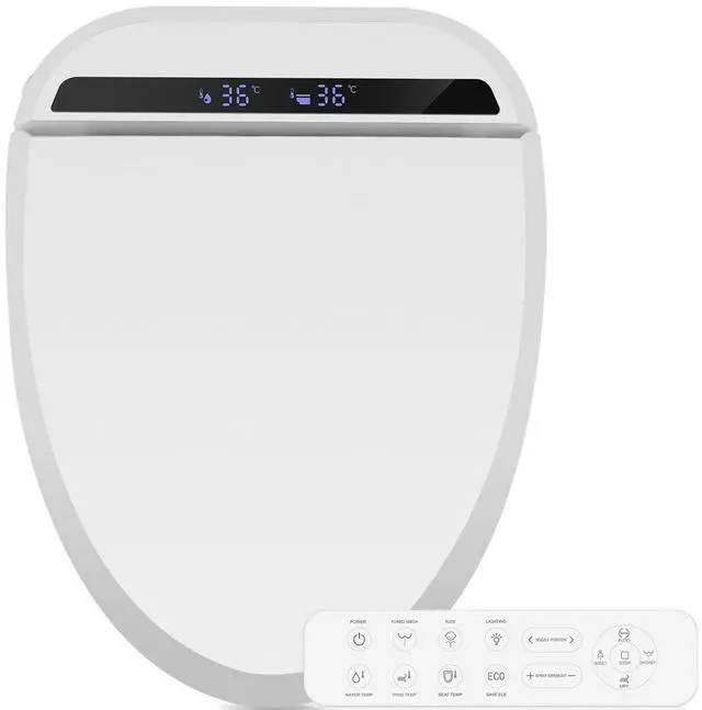 Main image of Bidet Toilet Seat, Elongated Toilet Seat Warm Water, Heated Seat Bidet with Remote Control,Self-cleaning Nozzle Temperature Adjustable LED Light, Need Electricity, White