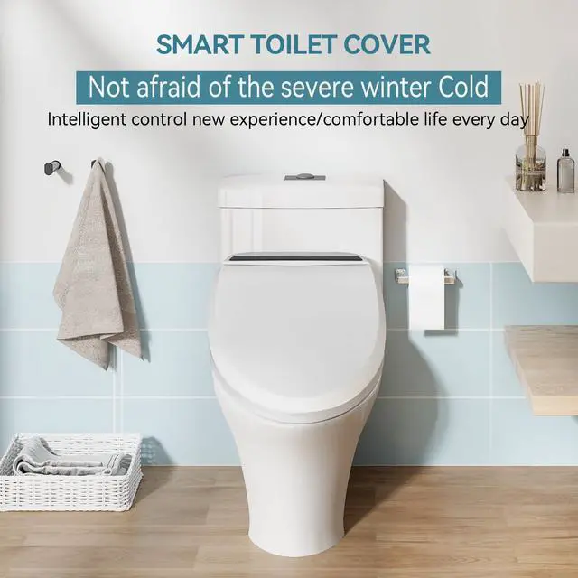 Alt view image 2 of 6 - Bidet Toilet Seat, Elongated Toilet Seat Warm Water, Heated Seat Bidet with Remote Control,Self-cleaning Nozzle Temperature Adjustable LED Light, Need Electricity, White