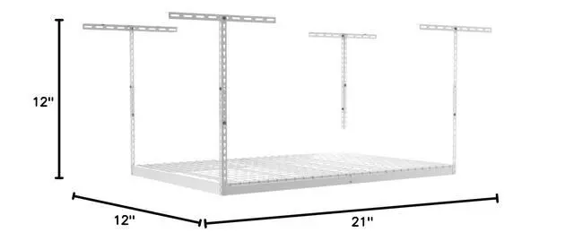 Alt view image 6 of 6 - 4x6 Overhead Garage Storage Rack - Heavy Duty Steel Ceiling Mount Storage Shelves with 500 lb Capacity - Adjustable, Garage Overhead Storage, 12"-24" 2 Pack