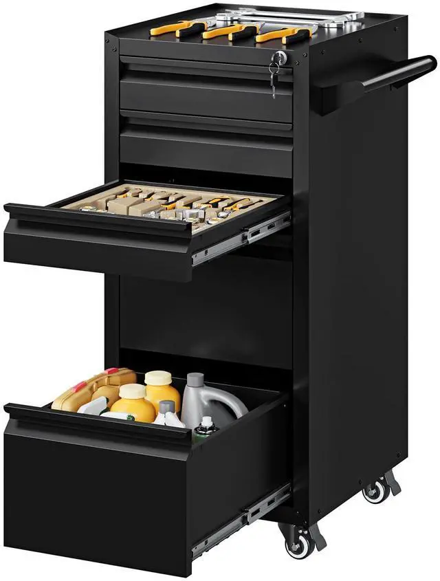 Main image of 5-Drawer Metal Tool Storage Cabinet with Wheels,Rolling Tool Chest with Drawer and Locking Keys,Heavy Duty Tool Storage Organizer for Garage,Warehouse,Workshop