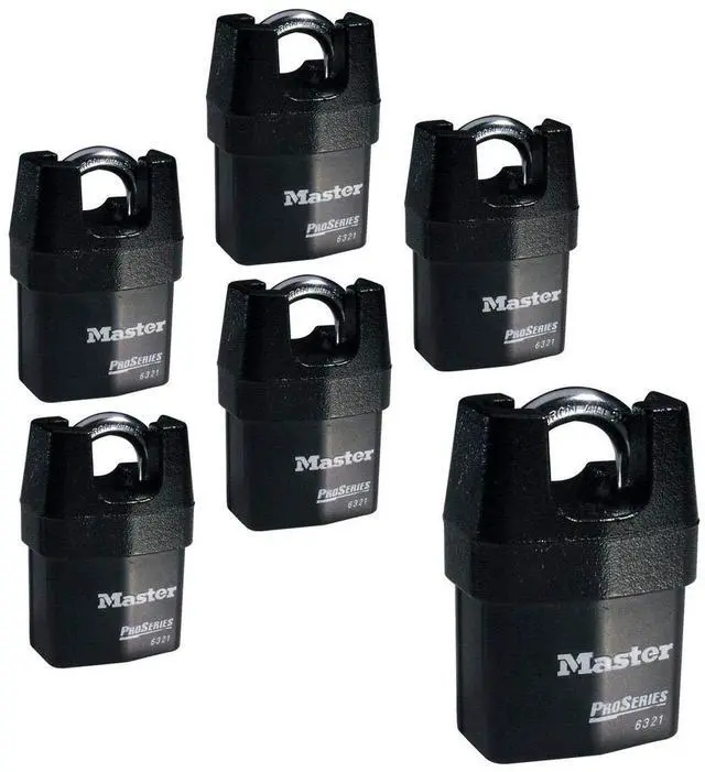 Main image of Six (6) High Security Pro Series Padlocks w/ 12 Keys, 6321NKA-6 w/BumpStop Technology