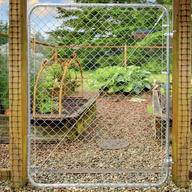 Alt view image 2 of 6 - Adjust-A-Gate Chain Link Walk Gate Kit, Fits 24-72 in. Openings & Up to 4 ft., Round Corner Frame, Gray - Heavy-Duty Outdoor Reinforcement & Accessories for Gates and Fences