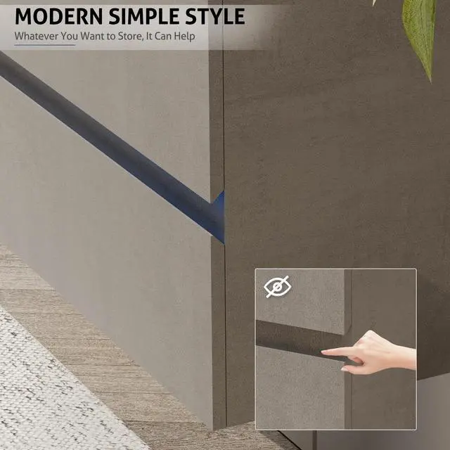 Alt view image 4 of 6 - 30" Wall Mounted Bathroom Vanity with Sink Combo Set, Floating Bathroom Storage Cabinet w/Bevelled Invisible Handles, 2 Drawers, Cement Grey (White Sink, Faucet Included)