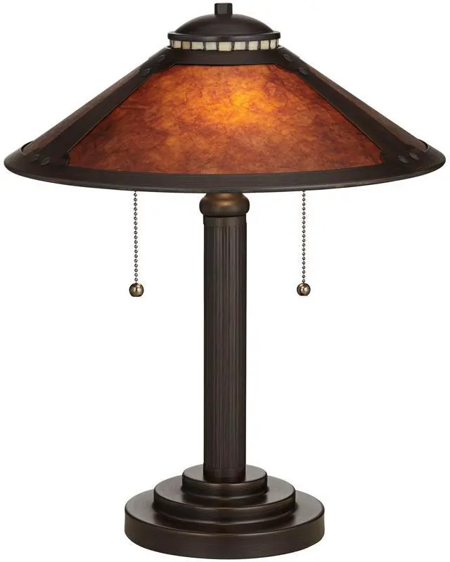 Main image of Mica Collection Mission Tiffany Style Desk Table Lamp 18 1/2" High Rustic Oil Rubbed Bronze Natural Mica Shade Cottage Core Decor for Bedroom House Bedside Nightstand Home
