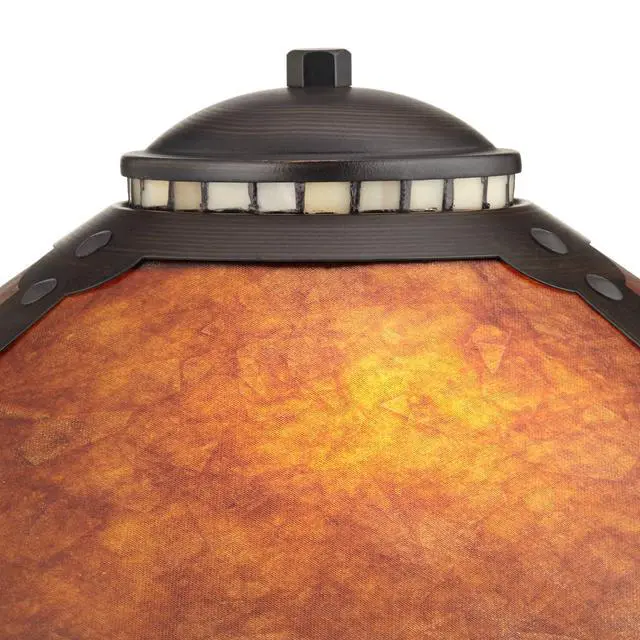 Alt view image 3 of 6 - Mica Collection Mission Tiffany Style Desk Table Lamp 18 1/2" High Rustic Oil Rubbed Bronze Natural Mica Shade Cottage Core Decor for Bedroom House Bedside Nightstand Home