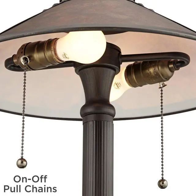 Alt view image 5 of 6 - Mica Collection Mission Tiffany Style Desk Table Lamp 18 1/2" High Rustic Oil Rubbed Bronze Natural Mica Shade Cottage Core Decor for Bedroom House Bedside Nightstand Home