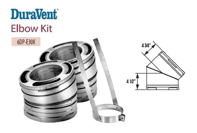 Alt view image 2 of 6 - 30-Degree Stainless Steel Swiveling Elbow Kit for Wood Stove Venting, 6 Inch, DuraPlus - Home Ducting Accessories for Chimney Exhaust Pipe System