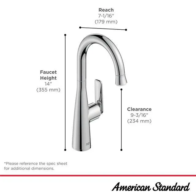 Alt view image 6 of 6 - 104827GN00 Aspirations Pull-Down Bar Sink Faucet, 1.8 GPM, Brushed Gold