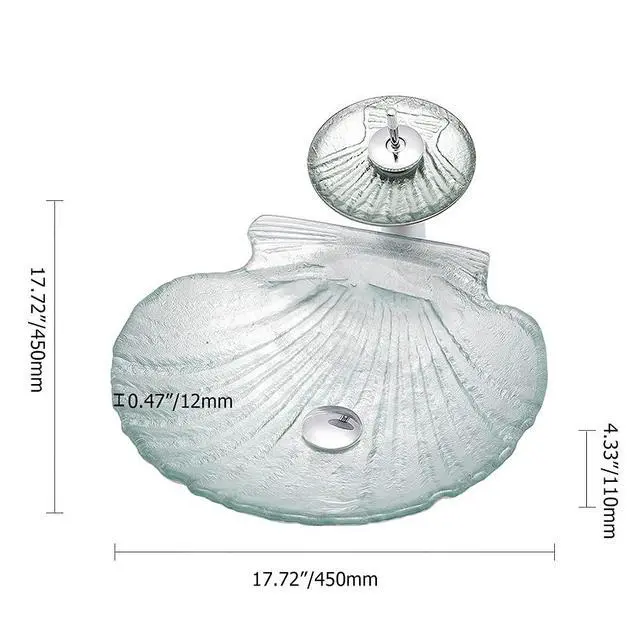 Alt view image 5 of 6 - Crystal Glass Vessel Sink,Transparent Shell Shaped Bathroom Vanity Wash Sink Above Counter with Faucet