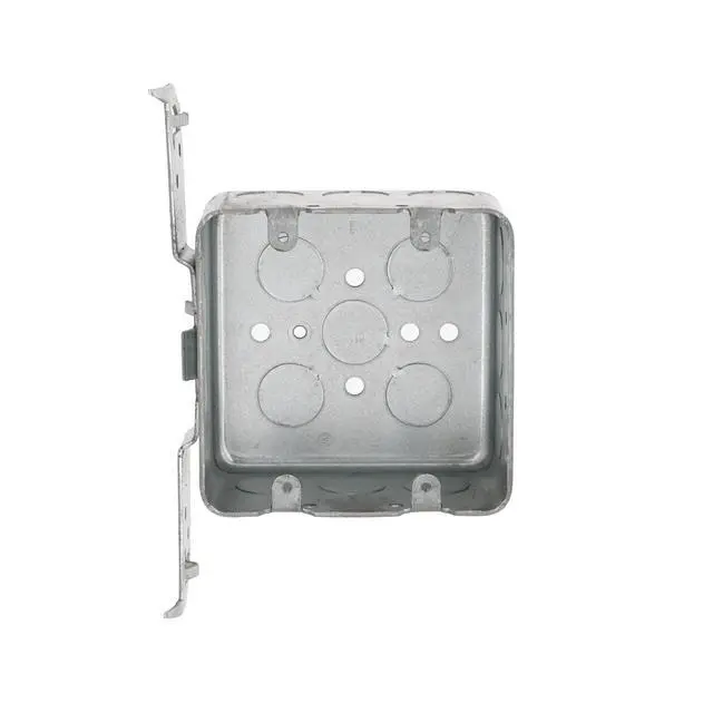 Alt view image 2 of 5 - 681SP 4 in. Drawn Square Box, 2-Device Switch Box, 2-1/8 in. Deep, Fourteen 1/2 in. KO's, TS Bracket, 8-Pack