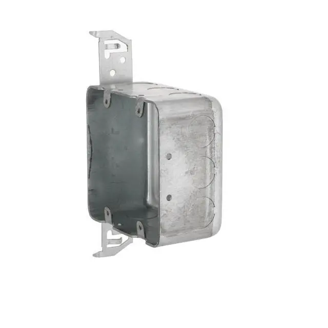 Alt view image 3 of 5 - 681SP 4 in. Drawn Square Box, 2-Device Switch Box, 2-1/8 in. Deep, Fourteen 1/2 in. KO's, TS Bracket, 8-Pack