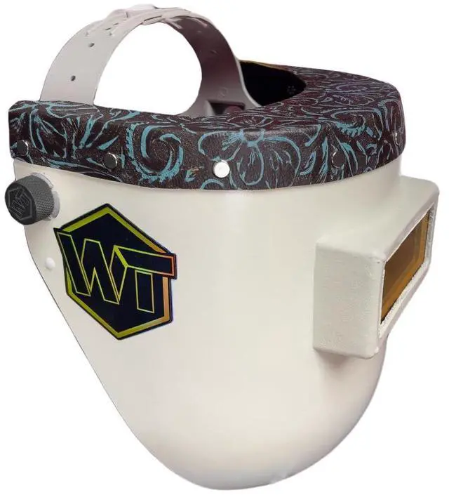 Main image of Chopped Leather Top Pipeliner Welding Helmet, Slim Cut Bottom with Aluminum Fasteners & High Visibility HD Gold Coated Lens (with Flip-Front Adapter or No Flip-Front Adapter)