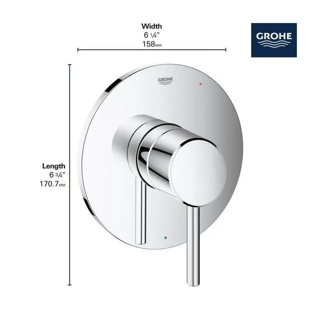 Alt view image 4 of 6 - 14468000 Concetto Shower Valve Trim Kit with Pressure Balance Cartridge, Starlight Chrome