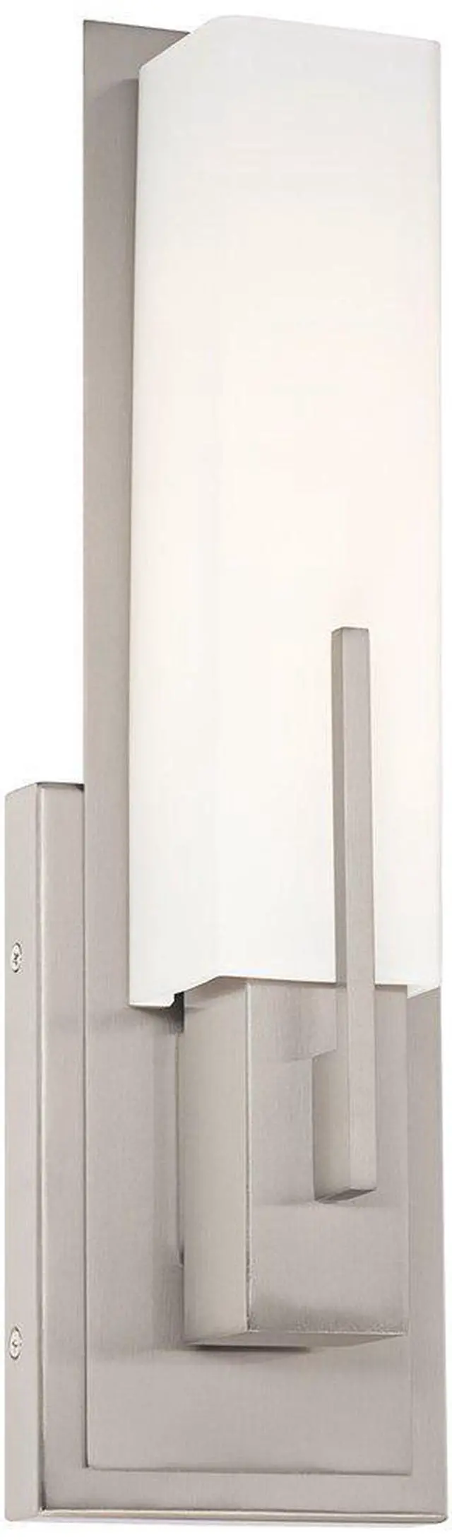 Main image of Midtown Modern Wall Light Sconce Satin Nickel Hardwired 4 1/2" Wide Fixture White Glass Rectangular Shade for Bedroom Bathroom Bedside Living Room Home Hallway Dining Kitchen