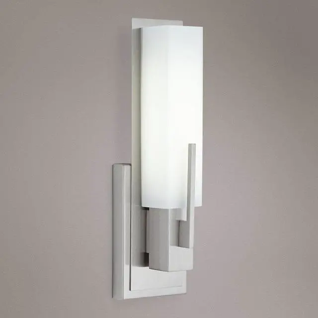 Alt view image 4 of 6 - Midtown Modern Wall Light Sconce Satin Nickel Hardwired 4 1/2" Wide Fixture White Glass Rectangular Shade for Bedroom Bathroom Bedside Living Room Home Hallway Dining Kitchen