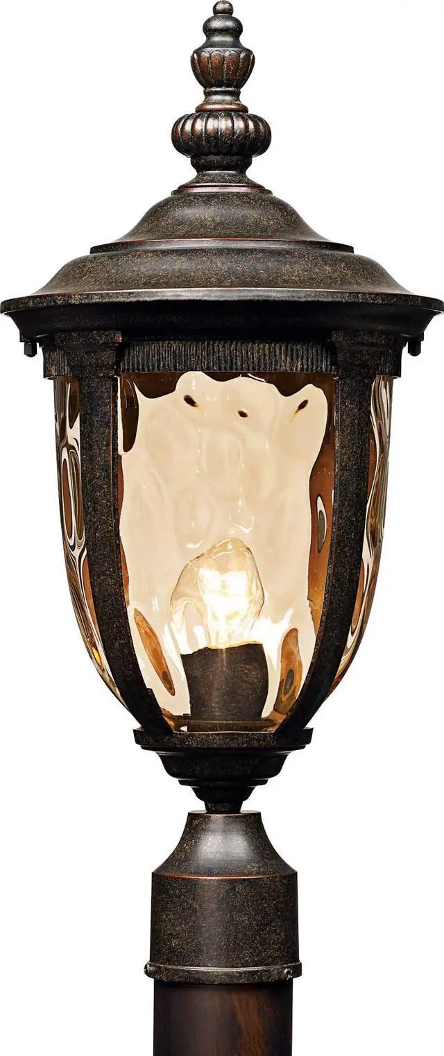 Main image of Bellagio European Outdoor Post Light Pier Mount Fixture Veranda Bronze Brown 21" Hammered Glass for Exterior House Porch Patio Deck Garage Yard Garden Driveway Home Lawn Walkway