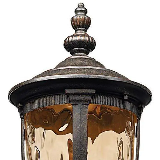Alt view image 3 of 6 - Bellagio European Outdoor Post Light Pier Mount Fixture Veranda Bronze Brown 21" Hammered Glass for Exterior House Porch Patio Deck Garage Yard Garden Driveway Home Lawn Walkway