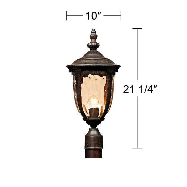 Alt view image 4 of 6 - Bellagio European Outdoor Post Light Pier Mount Fixture Veranda Bronze Brown 21" Hammered Glass for Exterior House Porch Patio Deck Garage Yard Garden Driveway Home Lawn Walkway