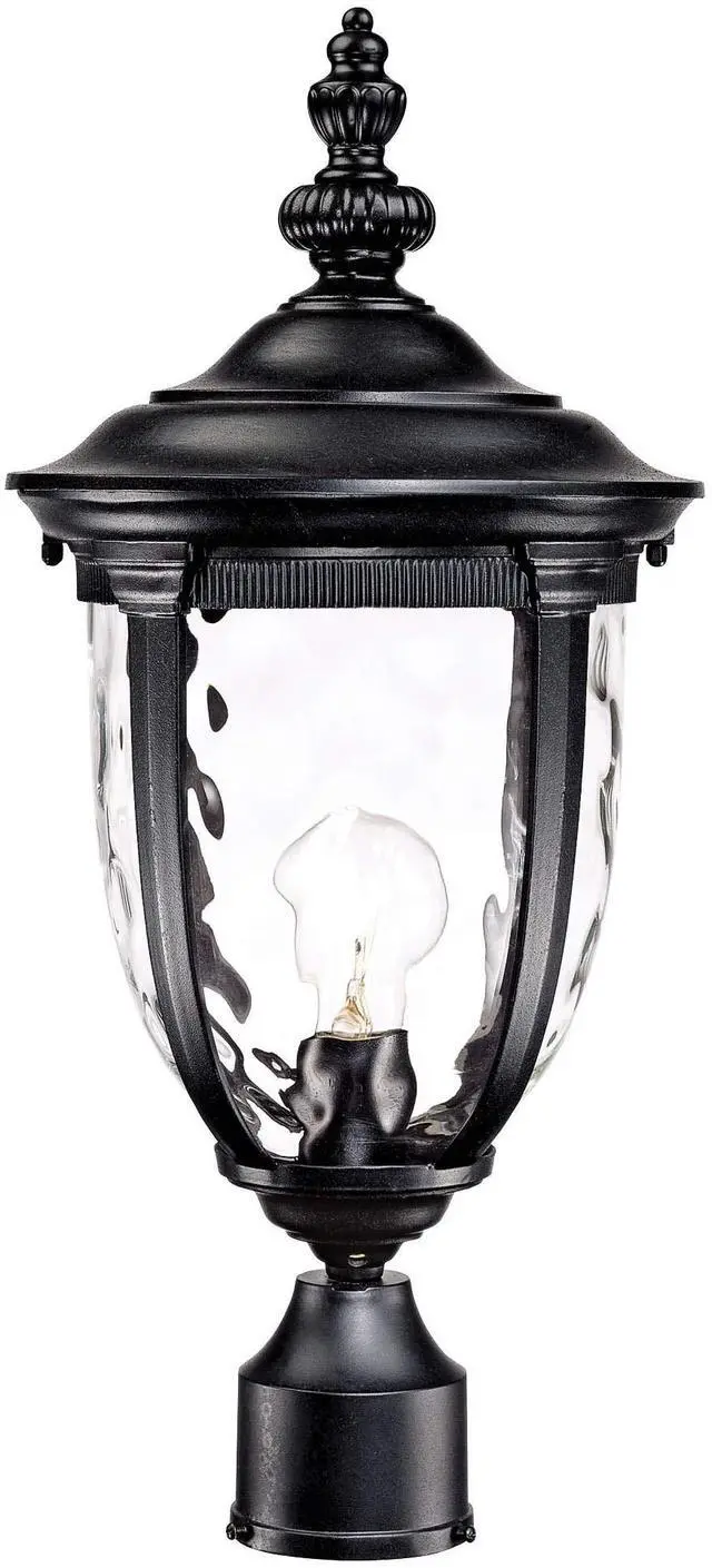 Main image of Bellagio 21 1/4" High Country Traditional Outdoor Post Light Fixture Pole Porch House Exterior Lantern Weatherproof Texturized Black Finish Metal Clear Glass Shade Outside Front Door