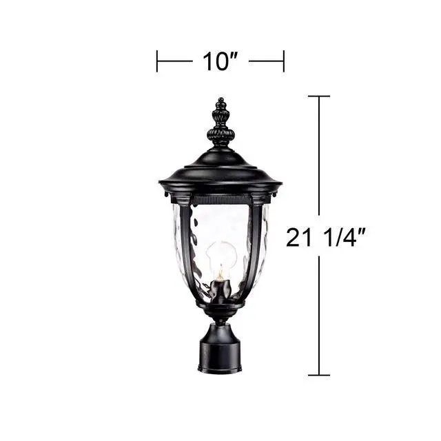 Alt view image 4 of 6 - Bellagio 21 1/4" High Country Traditional Outdoor Post Light Fixture Pole Porch House Exterior Lantern Weatherproof Texturized Black Finish Metal Clear Glass Shade Outside Front Door