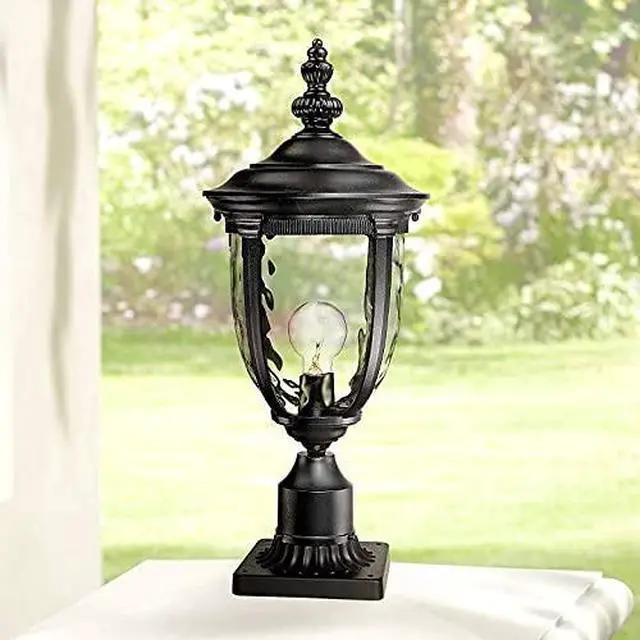 Alt view image 5 of 6 - Bellagio 21 1/4" High Country Traditional Outdoor Post Light Fixture Pole Porch House Exterior Lantern Weatherproof Texturized Black Finish Metal Clear Glass Shade Outside Front Door