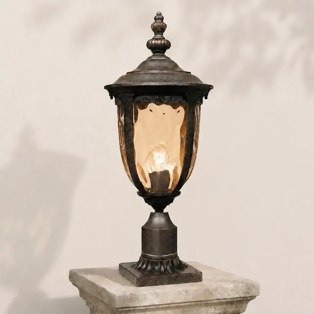 Main image of Bellagio European Outdoor Post Light Fixture with Pier Mount Bronze 25 inch Tall Glass for Exterior House Porch Patio Outside Deck Garage Yard Garden Driveway Home Lawn Walkway
