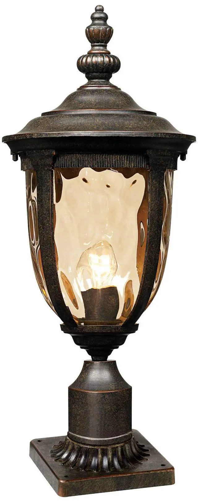 Alt view image 2 of 6 - Bellagio European Outdoor Post Light Fixture with Pier Mount Bronze 25 inch Tall Glass for Exterior House Porch Patio Outside Deck Garage Yard Garden Driveway Home Lawn Walkway