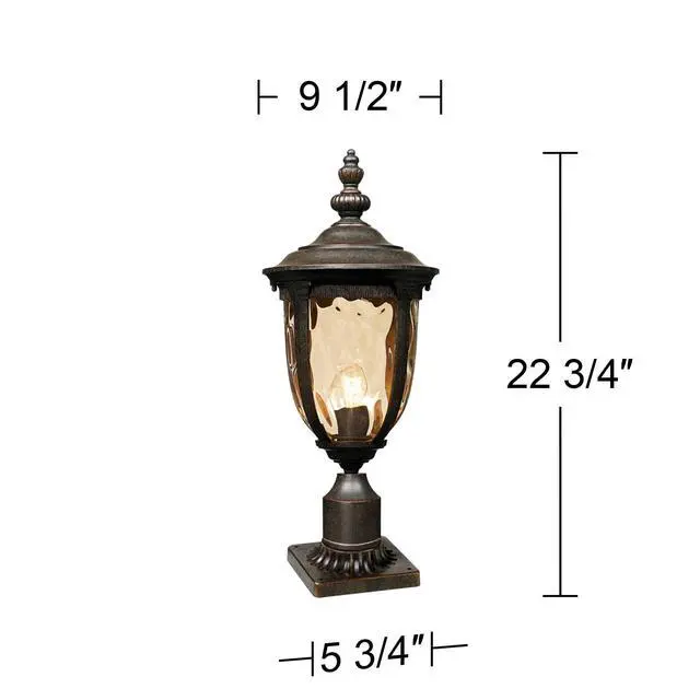 Alt view image 4 of 6 - Bellagio European Outdoor Post Light Fixture with Pier Mount Bronze 25 inch Tall Glass for Exterior House Porch Patio Outside Deck Garage Yard Garden Driveway Home Lawn Walkway
