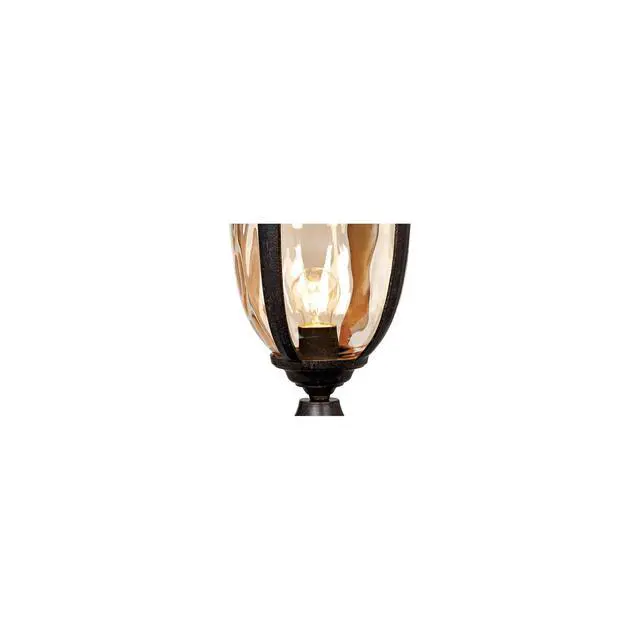 Alt view image 6 of 6 - Bellagio European Outdoor Post Light Fixture with Pier Mount Bronze 25 inch Tall Glass for Exterior House Porch Patio Outside Deck Garage Yard Garden Driveway Home Lawn Walkway