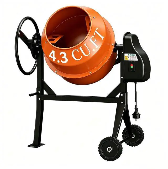 Main image of Electric Cement Mixer, 4.3 Cu.Ft.450W Portable Concrete Mixer Machine with Wheels & Stand Steel for Stucco, Mortar, Feed Mixing, Farm Use, Orange