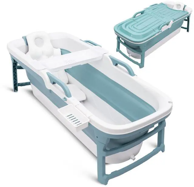 Main image of 59" Portable Bathtub for Adults Large Foldable Freestanding Bath Tub for Hot Spa, collapsible for Cold Plunge Ice Bath, Indoor/Outdoor, Pet & Family Use, Complete Set
