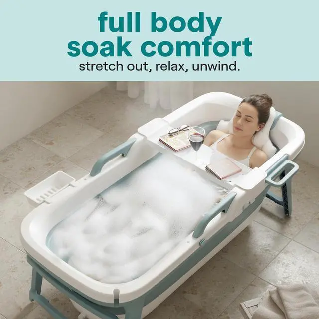 Alt view image 3 of 6 - 59" Portable Bathtub for Adults Large Foldable Freestanding Bath Tub for Hot Spa, collapsible for Cold Plunge Ice Bath, Indoor/Outdoor, Pet & Family Use, Complete Set