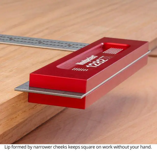 Alt view image 3 of 6 - Precision Woodworking Square, 12 Inch, Stainless Steel, USA Made, Feature Packed Square, Self Standing, Shoulder Lip, Scribing Notches