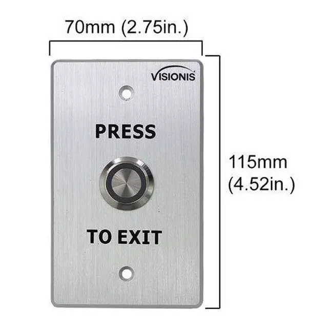 Alt view image 2 of 6 - 8 Pack FPC-7499 VIS-7001 Indoor Outdoor Weather Waterproof IP65 Stainless Steel Door Bell Type Round Request To Exit Button Standard Size Door Access Control with LED Light NC COM NO Outputs