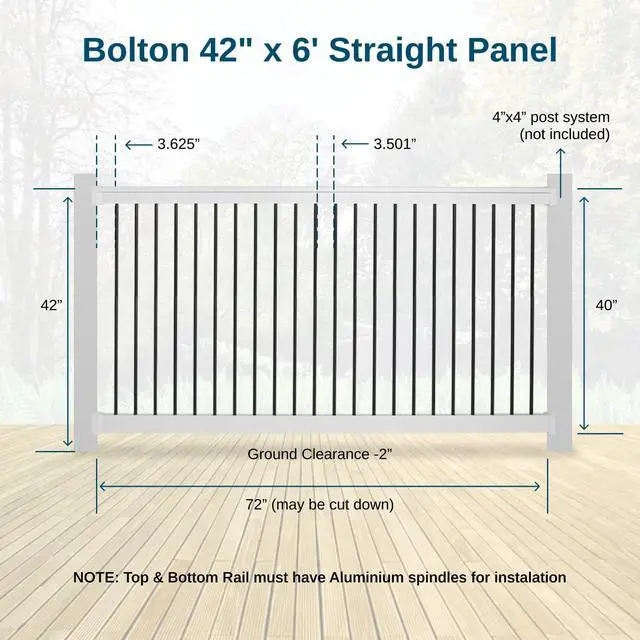 Alt view image 5 of 6 - Bolton Porch and Deck Railing Kit Aluminum and Vinyl Railing Kit for Decks, Porches, Balcony Railing, and More (42 x 72)
