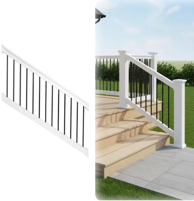 Main image of Bolton Stair Railing Kit Aluminum and Vinyl Railing Kit for Decks, Porches, Outdoor Stairs, and More (42 x 72)