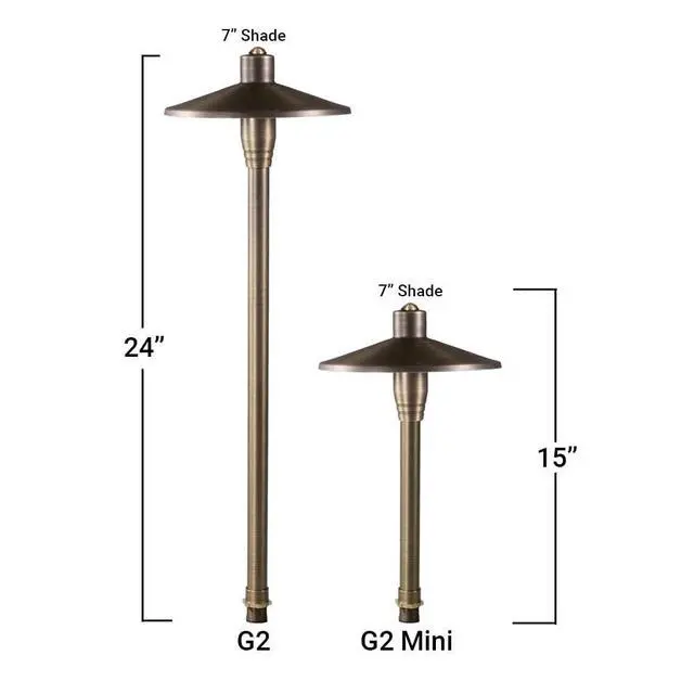 Alt view image 5 of 6 - G2 12V Brass Path Light 4-Pack Kit (Bronze) with 3W 2700K Warm White G4 LED Bulbs for Low Voltage Landscape Lighting on Outdoor Pathway, Walkway, Garden, Driveway or Patio